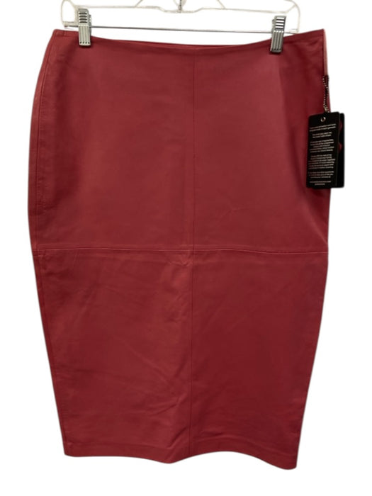 Bod & Christensen Size 10 Rose Pink Leather Paneled Side Zip Pencil Midi Skirt Rose Pink / 10