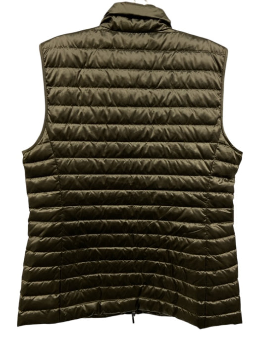 Lafayette 148 Size M Olive Green Nylon Down Fill High Neck Zip Front Vest Olive Green / M
