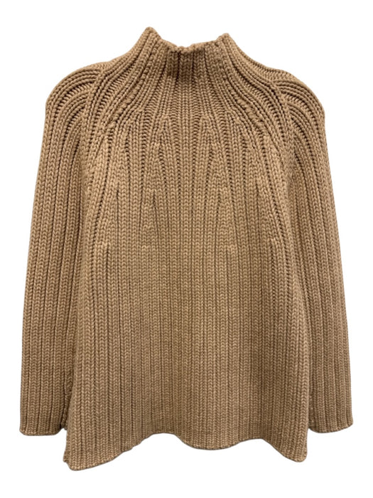 Frances Valentine Size M Beige Wool Blend Ribbed Knit Mock Neck Chunky Sweater Beige / M