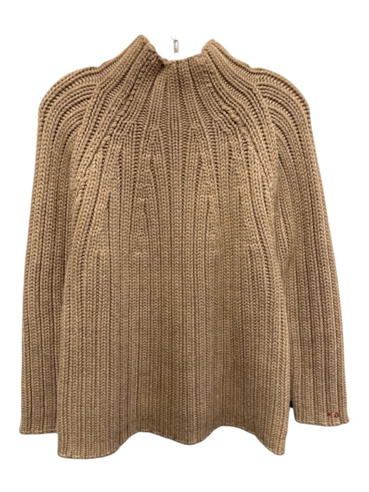 Frances Valentine Size M Beige Wool Blend Ribbed Knit Mock Neck Chunky Sweater Beige / M