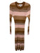 Derek Lam 10 Crosby Size L Brown & Pink Cotton Blend Ribbed Knit Striped Dress Brown & Pink / L