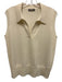 N. Peal Size L Cream White Cashmere Sleeveless Knit Collared V Neck Top Cream White / L