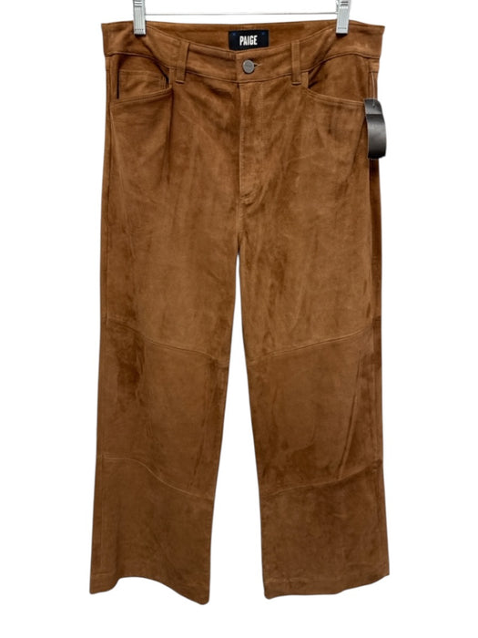 Paige Size 30 Tan Brown Genuine Leather Suede 5 Pocket Button & Zip Fly Pants Tan Brown / 30