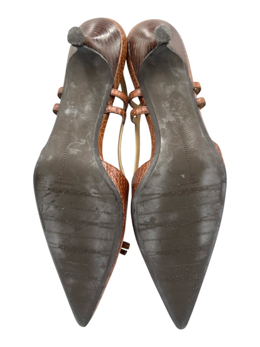 Stuart Weitzman Shoe Size 9.5 Brown Leather Upper Croc Embossed Slingbacks Brown / 9.5