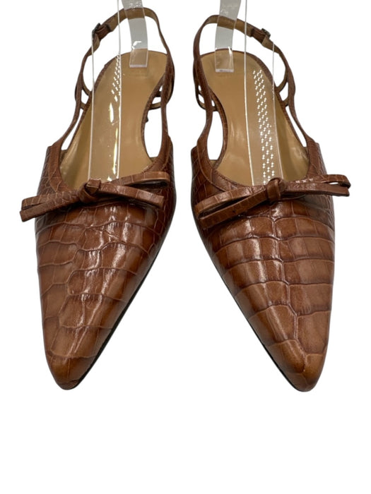 Stuart Weitzman Shoe Size 9.5 Brown Leather Upper Croc Embossed Slingbacks Brown / 9.5