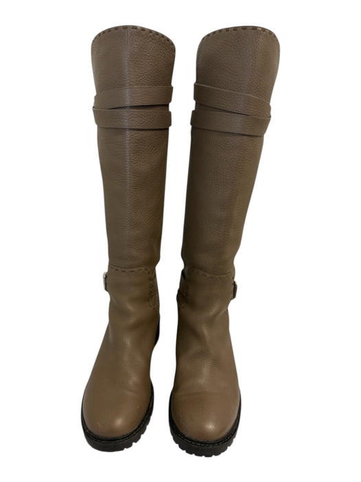 Fendi Shoe Size 39 Taupe Brown Leather Upper Buckle Strap Detail Round Toe Boots Taupe Brown / 39