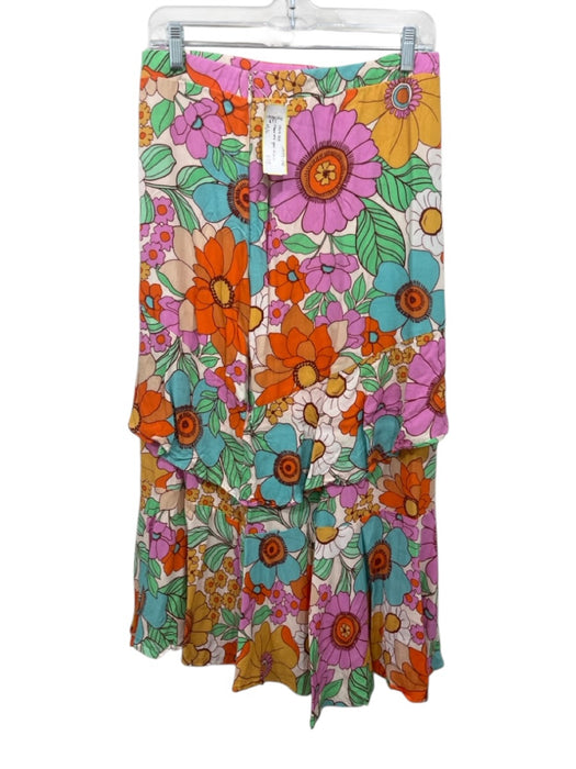 Show Me Your Mumu Size M/L Pink, Orange, Green Rayon Blend Floral Maxi Skirt Set Pink, Orange, Green / M/L