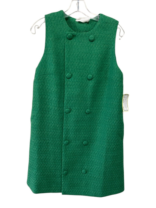 Pomander Place Size Medium Green Polyester Sleeveless Tweed Button Front Dress Green / Medium