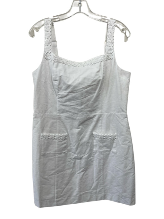 Lilly Pulitzer Size 12 White Cotton Sleeveless Floral Embroidery Princess Dress White / 12