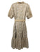 Gracia Size Large Beige & White Polyester Blend Short Sleeve Button Front Dress Beige & White / Large