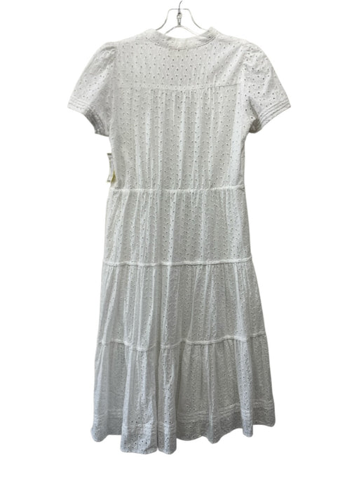 Cynthia Rowley Size Medium White Cotton Short Sleeve Eyelet Gathered Dress White / Medium