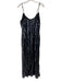Maeve Size Medium Black, Blue, Silver Polyester Spaghetti Strap Striped Dress Black, Blue, Silver / Medium