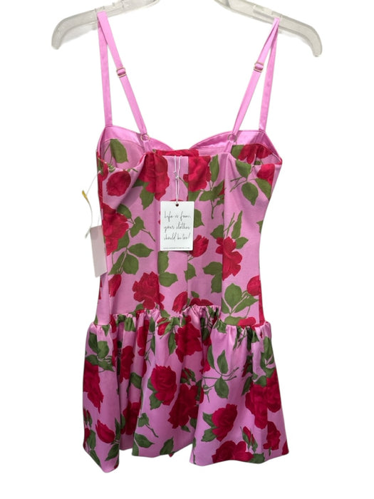 Show Me Your Mumu Size Large Pink, Red, Green Sleeveless Roses Gathered Dress Pink, Red, Green / Large
