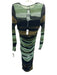By Anthropologie Size Medium Green, Black, Brown Polyester Blend Abstract Dress Green, Black, Brown / Medium