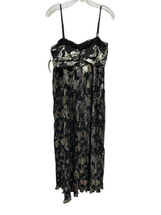 Hutch Size Large Black & Gold Polyester Blend Spaghetti Strap Floral Gown Black & Gold / Large