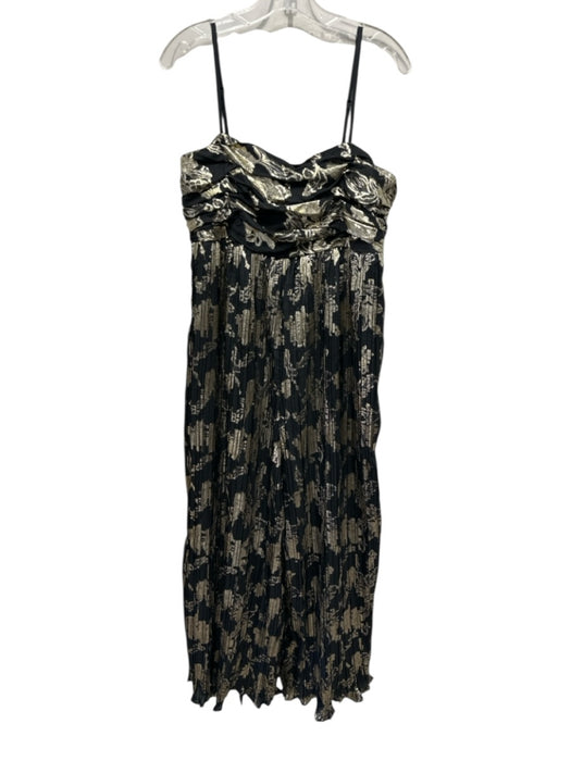 Hutch Size Large Black & Gold Polyester Blend Spaghetti Strap Floral Gown Black & Gold / Large