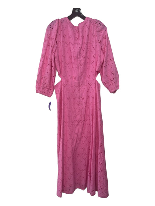 Chelsea 28 Size 1/S Pink Cotton Eyelet V Neck Long Sleeve Maxi Dress Pink / 1/S