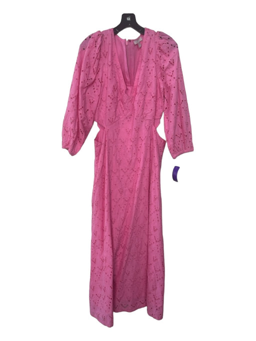 Chelsea 28 Size 1/S Pink Cotton Eyelet V Neck Long Sleeve Maxi Dress Pink / 1/S