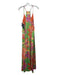 Tahari Size M Green Purple Orange Polyester Blend Floral V Neck Sleeveless Dress Green Purple Orange / M