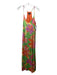 Tahari Size M Green Purple Orange Polyester Blend Floral V Neck Sleeveless Dress Green Purple Orange / M