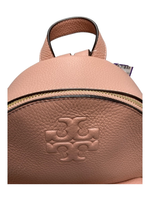 Tory Burch Dusty Pink Leather Backpack Gold Hardware Logo Exterior Pocket Bag Dusty Pink / S