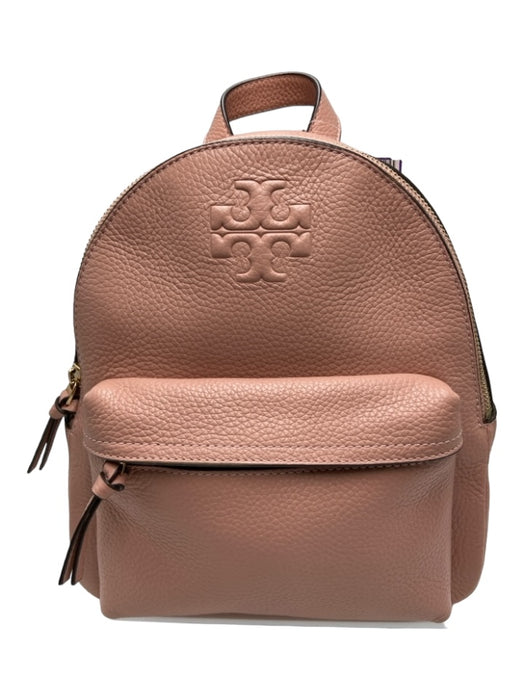 Tory Burch Dusty Pink Leather Backpack Gold Hardware Logo Exterior Pocket Bag Dusty Pink / S