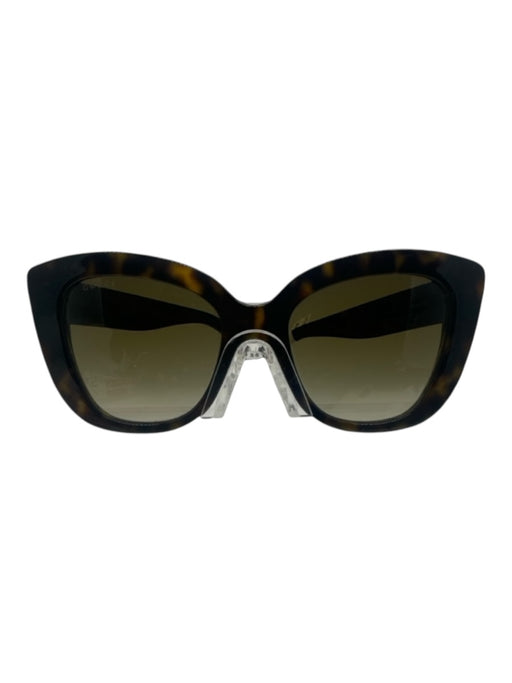 Gucci Black & Tan Acetate Cat Eye Tortoise Shell Gold Hardware Sunglasses Black & Tan