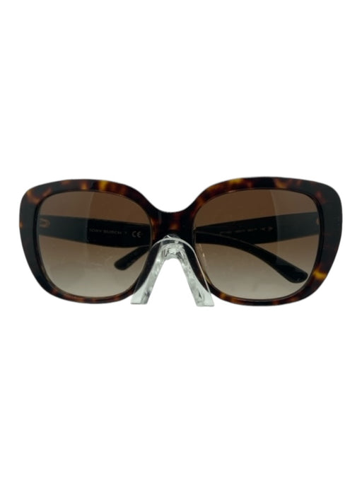 Tory Burch Brown & Tan Acetate Tortoise Shell Round Square Sunglasses Brown & Tan