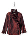 Teri Jon Size 12 Garnet Silk Ruffle Neck Button Front Long Sleeve Evening Jacket Garnet / 12