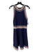 Vince Camuto Size M Navy & Pink Rayon Blend Round Neck Sleeveless Striped Dress Navy & Pink / M