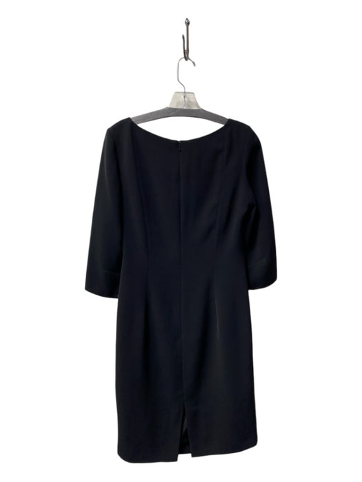 Hobbs Size 8 Black Polyester Asymetric Neckline Back Zip 3/4 Sleeve Dress Black / 8