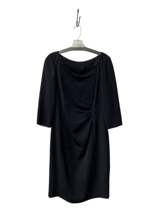 Hobbs Size 8 Black Polyester Asymetric Neckline Back Zip 3/4 Sleeve Dress Black / 8