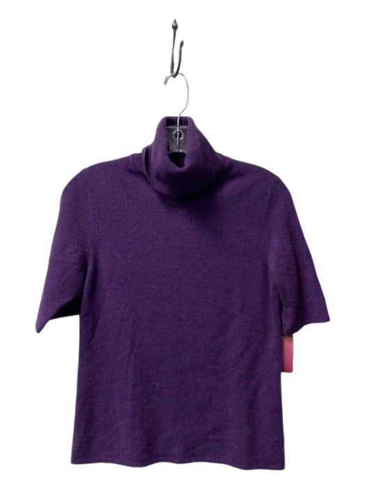 Magaschoni Size Est Small Purple Cashmere Turtle Neck Half Sleeve Top Purple / Est Small