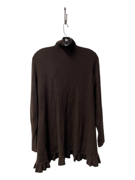 Magaschoni Size Est 0 Chocolate Cashmere Open Front Ruffle Detail Cardigan Chocolate / Est 0