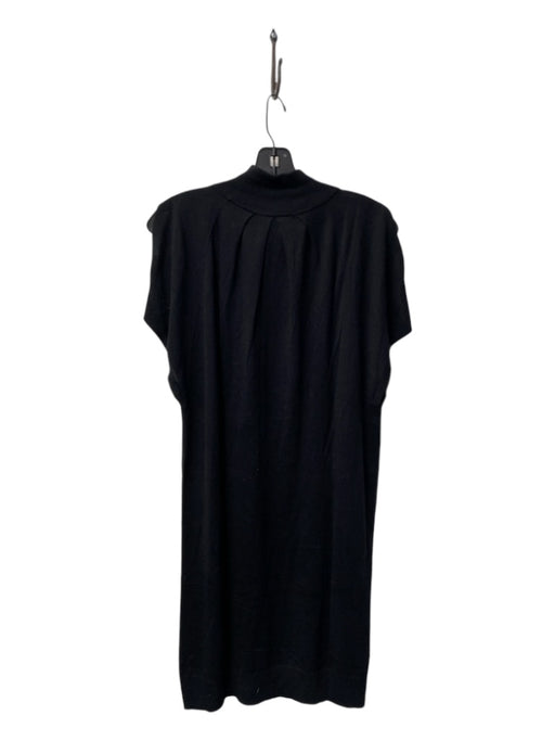 Magaschoni Size Est Small Black Cashmere Short Sleeve Mock Collar Dress Black / Est Small