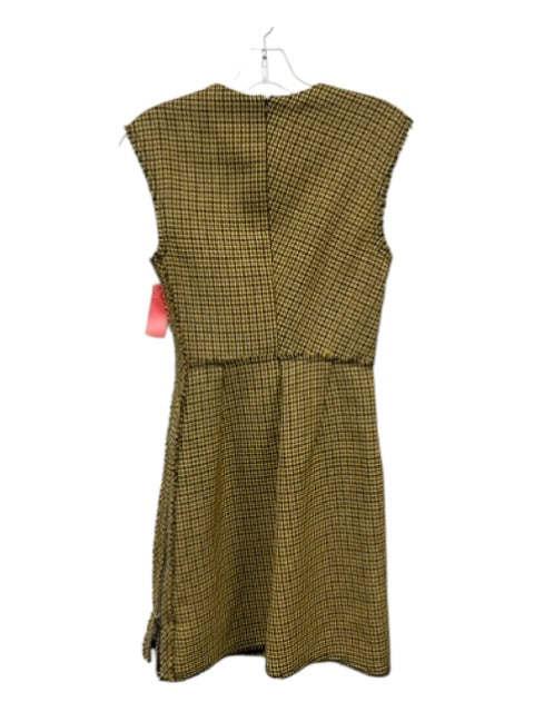 3.1 Phillip Lim Size 0 Yellow & Black Print Wool Houndstooth Sleeveless Dress Yellow & Black Print / 0