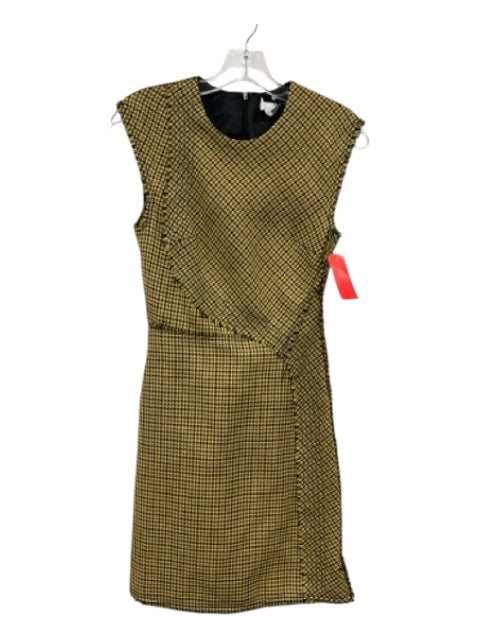 3.1 Phillip Lim Size 0 Yellow & Black Print Wool Houndstooth Sleeveless Dress Yellow & Black Print / 0