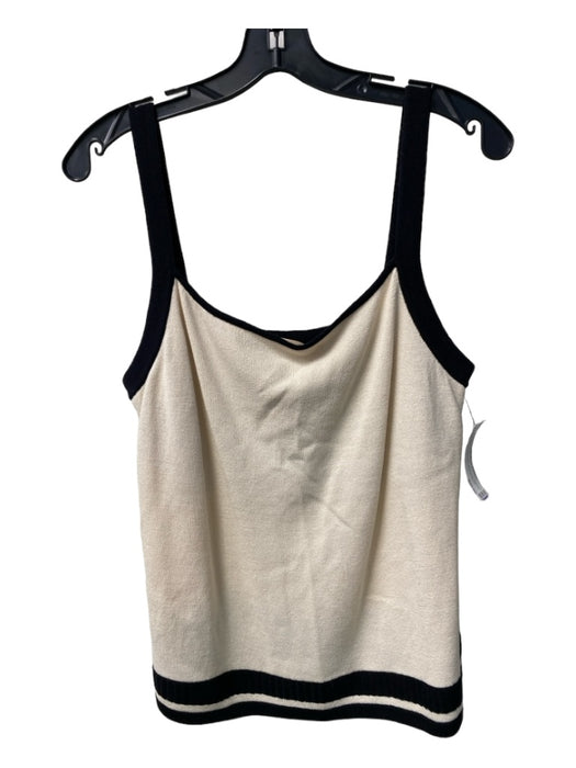 St John Collection Size 8 Cream & Black Knit Sleeveless Square Neck Boxy Fit Top Cream & Black / 8