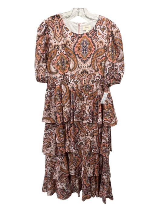 Kachel Size L Pink, Purple, White Cotton Back Zip Paisley Tiered Maxi Dress Pink, Purple, White / L