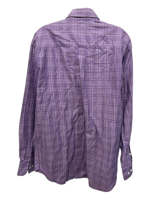 Bobby Jones Size L Purple Cotton Plaid Button Up front pocket Long Sleeve Shirt Purple / L