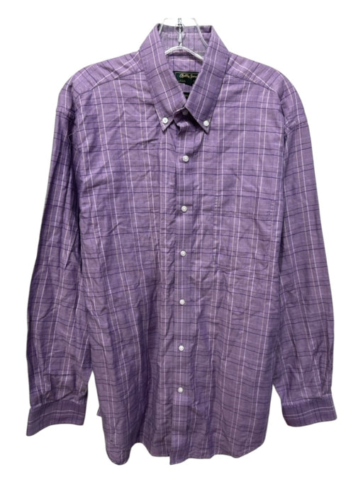 Bobby Jones Size L Purple Cotton Plaid Button Up front pocket Long Sleeve Shirt Purple / L