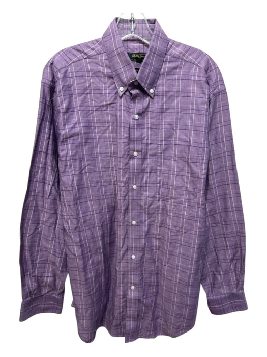 Bobby Jones Size L Purple Cotton Plaid Button Up front pocket Long Sleeve Shirt Purple / L