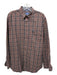 Facconable Size L Dark Red Cotton Plaid Button up Men's Long Sleeve Shirt Dark Red / L