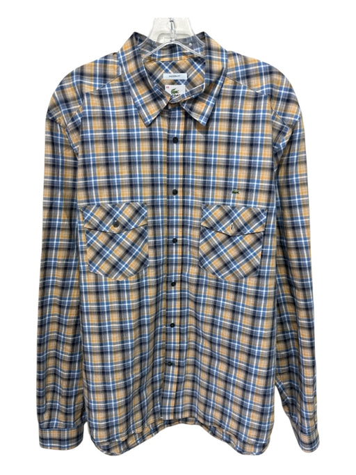 Lacoste Size 44 Yellow & Blue Cotton Plaid Button up Men's Long Sleeve Shirt Yellow & Blue / 44