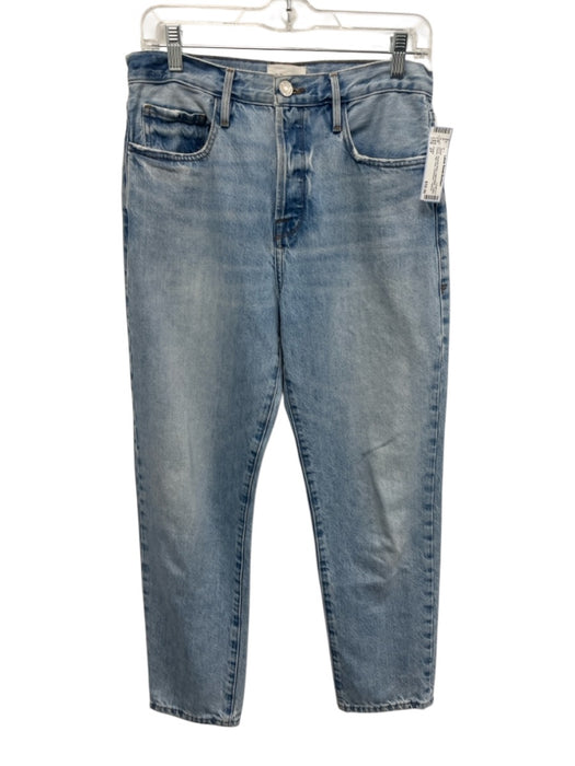 Frame Size 27 Light Wash Cotton Denim High Rise Distressed Tapered Jeans Light Wash / 27