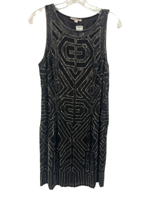 Vie La V Size 6 Black & Silver Polyester Beaded & Sequined Sleeveless Dress Black & Silver / 6