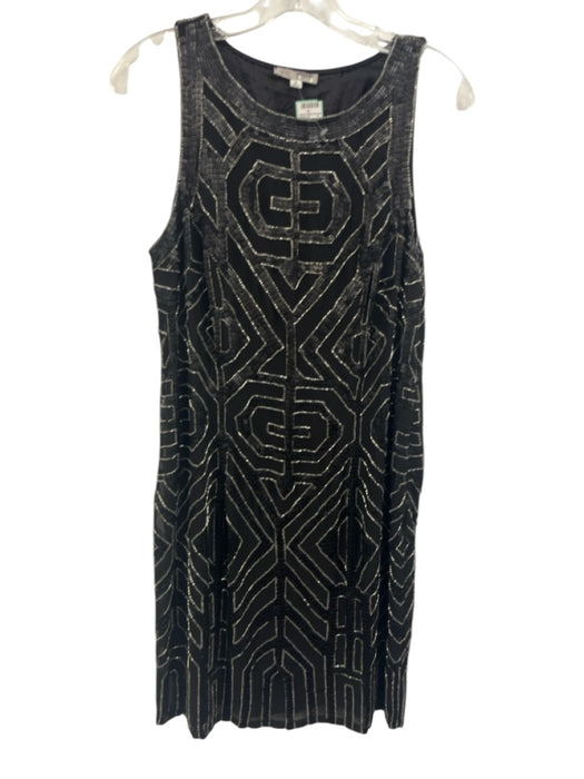 Vie La V Size 6 Black & Silver Polyester Beaded & Sequined Sleeveless Dress Black & Silver / 6