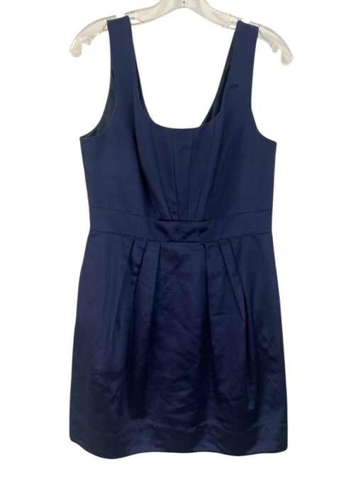 Shoshanna Size 10 Navy Blue Cotton Blend Sleeveless Pleat Detail Paneled Dress Navy Blue / 10