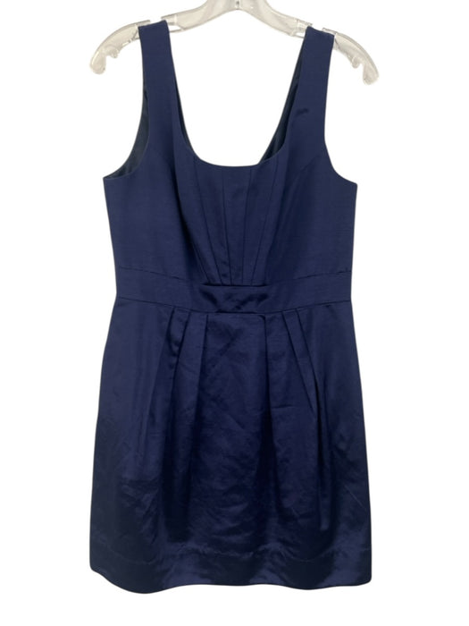 Shoshanna Size 10 Navy Blue Cotton Blend Sleeveless Pleat Detail Paneled Dress Navy Blue / 10