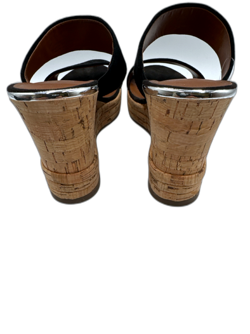 Franco Sarto Shoe Size 8 Black & Beige Leather Upper Cork Wedge Platform Sandals Black & Beige / 8
